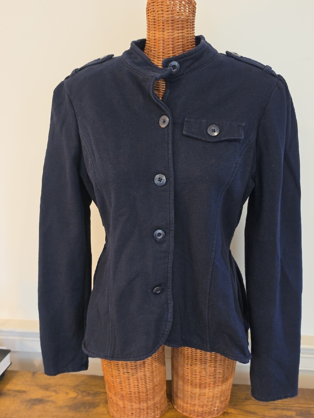 Converse Women's Navy Military-Style Button Jacket